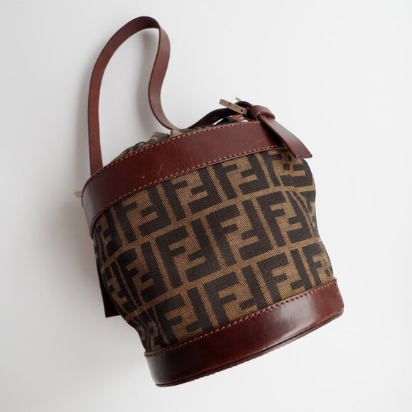 Authentic Preowned Vintage Fendi Brown Zucca Bucket Handbag - Picture 1 of 16